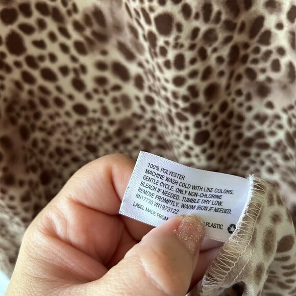 a new day Shift Dress Womens Large Brown Animal Print V-neck - Picture 5 of 6